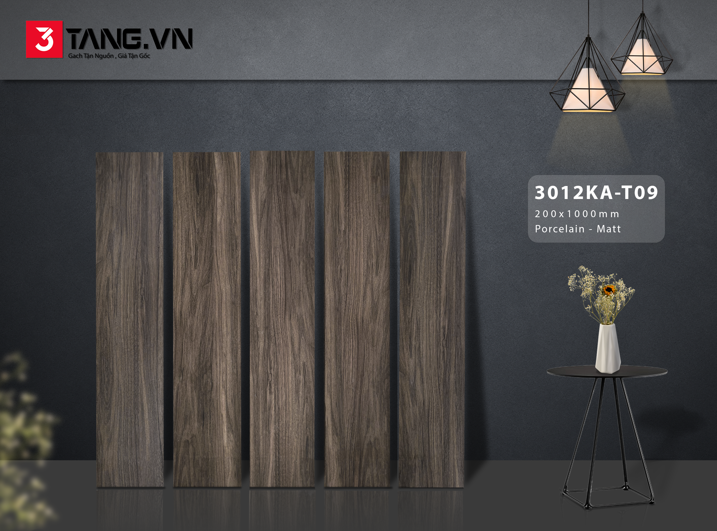3012KA-T09 Gạch Vân Gỗ Nhập Khẩu 200x1000