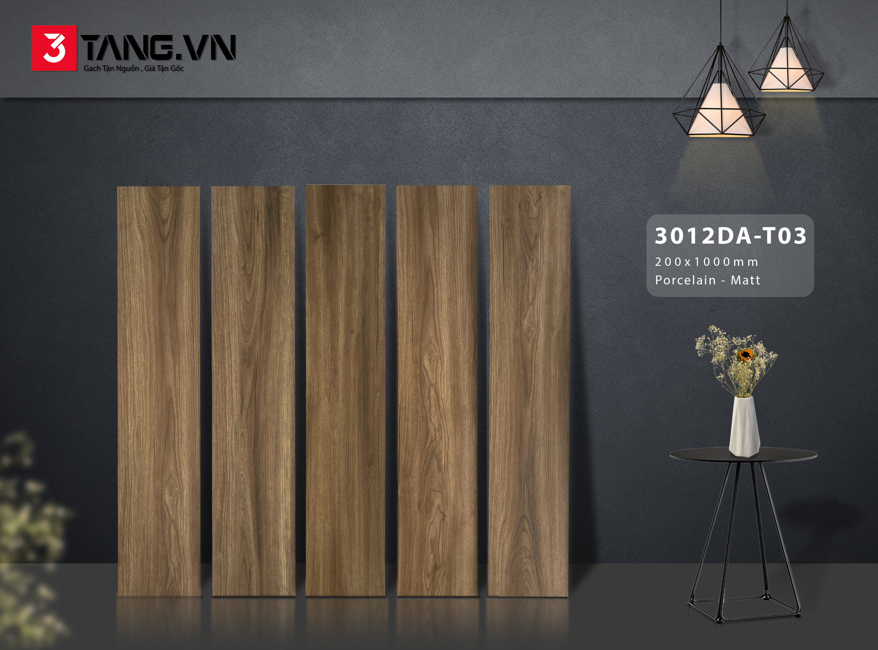 3012DA-T03 Gạch Vân Gỗ Nhập Khẩu 200x1000