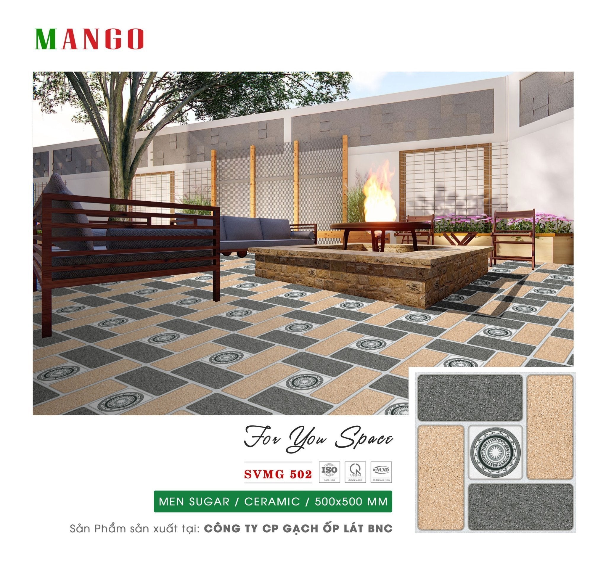 Gạch Sân Vườn MANGO - BNC 500x500