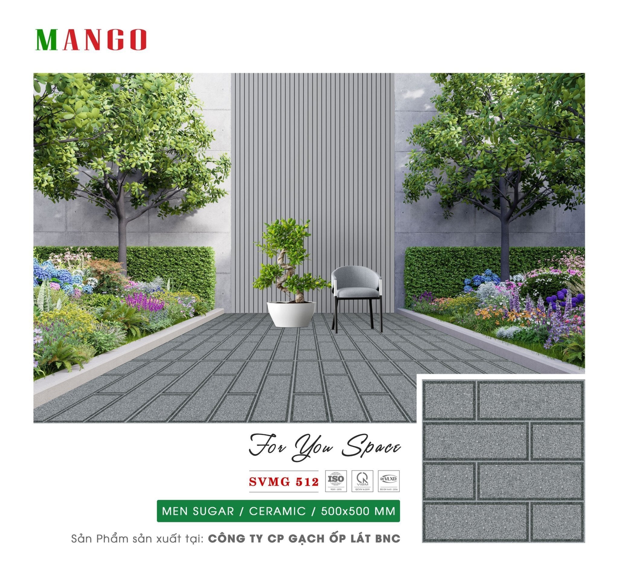 Gạch Sân Vườn MANGO - BNC 500x500